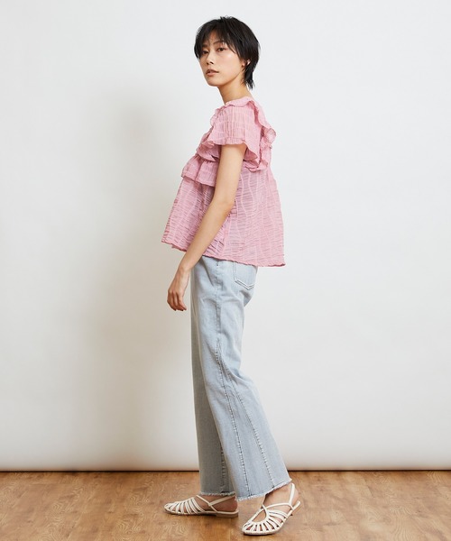 w closet（ダブルクローゼット）の「変わりシャーリングフリル切替ブラウス（シャツ/ブラウス・レディース・ブラック/ピンク/キナリ・FREE）」の19枚目の写真