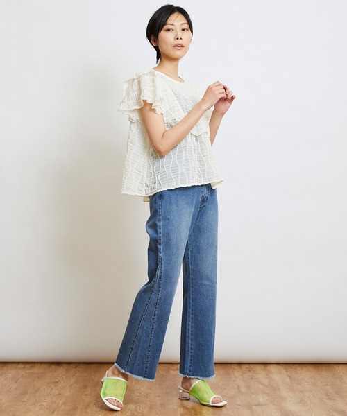 w closet（ダブルクローゼット）の「変わりシャーリングフリル切替ブラウス（シャツ/ブラウス・レディース・ブラック/ピンク/キナリ・FREE）」の6枚目の写真