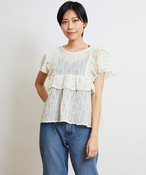 w closet（ダブルクローゼット）の「変わりシャーリングフリル切替ブラウス（シャツ/ブラウス・レディース・ブラック/ピンク/キナリ・FREE）」の7枚目の写真