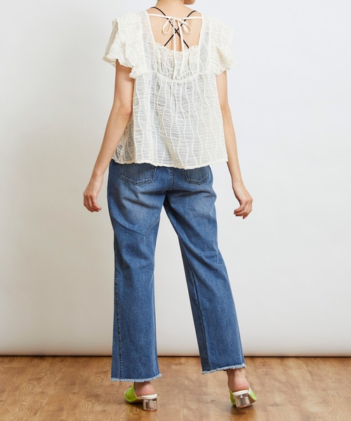 w closet（ダブルクローゼット）の「変わりシャーリングフリル切替ブラウス（シャツ/ブラウス・レディース・ブラック/ピンク/キナリ・FREE）」の9枚目の写真