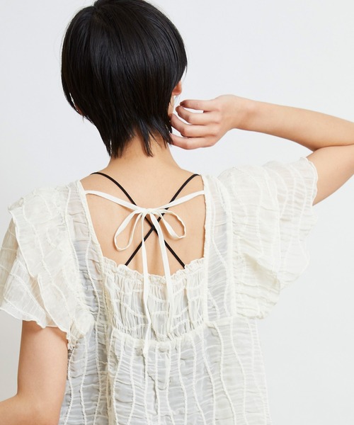 w closet（ダブルクローゼット）の「変わりシャーリングフリル切替ブラウス（シャツ/ブラウス・レディース・ブラック/ピンク/キナリ・FREE）」の13枚目の写真