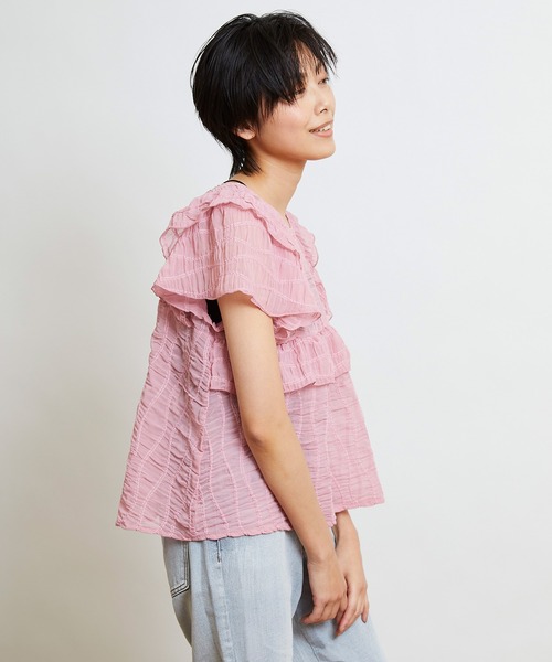 w closet（ダブルクローゼット）の「変わりシャーリングフリル切替ブラウス（シャツ/ブラウス・レディース・ブラック/ピンク/キナリ・FREE）」の17枚目の写真