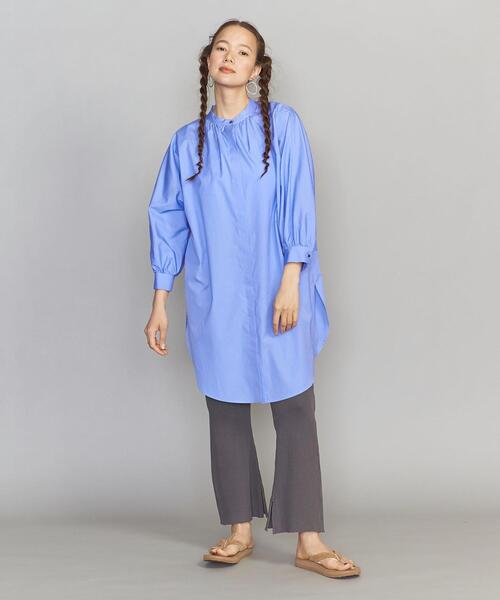 BEAUTY&YOUTH UNITED ARROWS（ビューティーアンドユースユナイテッドアローズ）の「BY スタンドカラードルマンスリーブロングシャツ（シャツ/ブラウス・レディース・ホワイト/ライトブルー/その他1・FREE）」の4枚目の写真