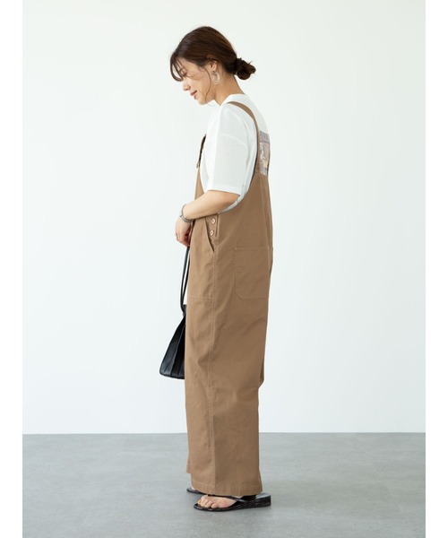 Green Parks(グリーンパークス)の「ツイルサロペット*(サロペット/オーバーオール・レディース・ブラック/オフホワイト/カーキ/キャメル・FREE)」の14枚目の写真