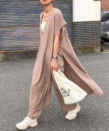 Re:EDIT | 前後2WAY楊柳カットソーロングベスト(ベスト)