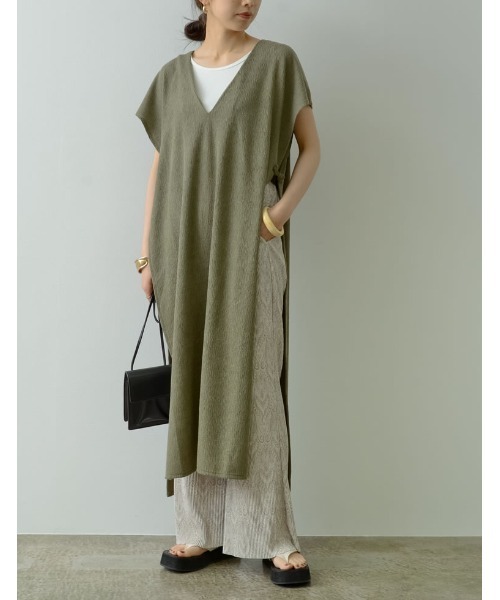 Re:EDIT（リエディ）の「前後2WAY楊柳カットソーロングベスト（ベスト・レディース・ブラック/ベージュ/カーキ・LARGE/SHORT/MEDIUM）」の3枚目の写真