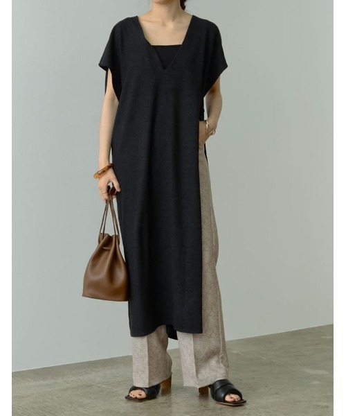 Re:EDIT（リエディ）の「前後2WAY楊柳カットソーロングベスト（ベスト・レディース・ブラック/ベージュ/カーキ・LARGE/SHORT/MEDIUM）」の10枚目の写真