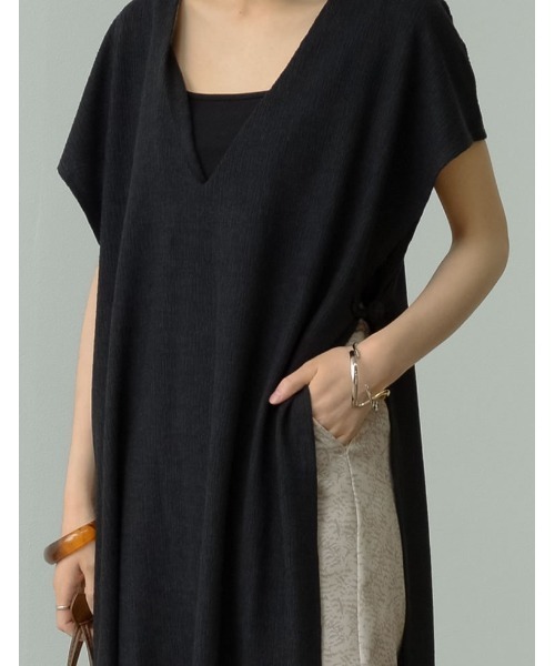 Re:EDIT（リエディ）の「前後2WAY楊柳カットソーロングベスト（ベスト・レディース・ブラック/ベージュ/カーキ・LARGE/SHORT/MEDIUM）」の18枚目の写真