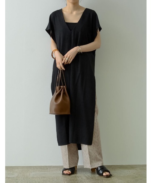 Re:EDIT（リエディ）の「前後2WAY楊柳カットソーロングベスト（ベスト・レディース・ブラック/ベージュ/カーキ・LARGE/SHORT/MEDIUM）」の13枚目の写真