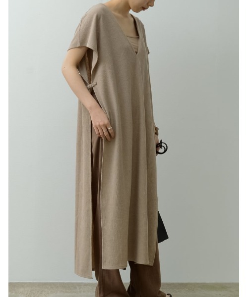 Re:EDIT（リエディ）の「前後2WAY楊柳カットソーロングベスト（ベスト・レディース・ブラック/ベージュ/カーキ・LARGE/SHORT/MEDIUM）」の20枚目の写真