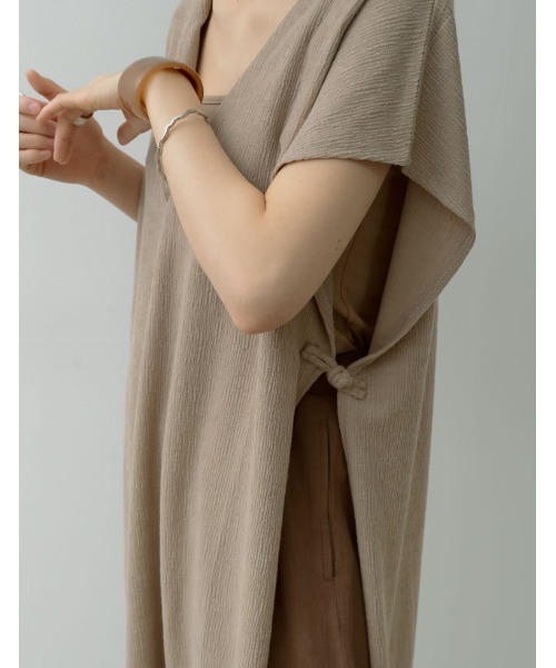 Re:EDIT（リエディ）の「前後2WAY楊柳カットソーロングベスト（ベスト・レディース・ブラック/ベージュ/カーキ・LARGE/SHORT/MEDIUM）」の6枚目の写真