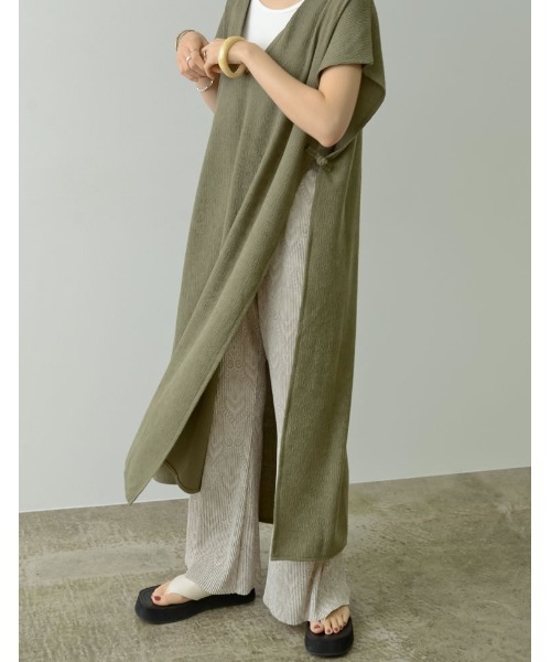 Re:EDIT（リエディ）の「前後2WAY楊柳カットソーロングベスト（ベスト・レディース・ブラック/ベージュ/カーキ・LARGE/SHORT/MEDIUM）」の16枚目の写真