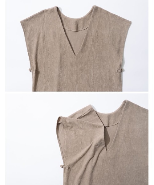 Re:EDIT（リエディ）の「前後2WAY楊柳カットソーロングベスト（ベスト・レディース・ブラック/ベージュ/カーキ・LARGE/SHORT/MEDIUM）」の21枚目の写真