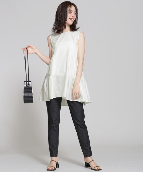 NANO universe（ナノユニバース）の「タイプライターティアードブラウス ノースリーブ（シャツ/ブラウス・レディース・ブラック/オフホワイト/イエロー・38/36）」の19枚目の写真