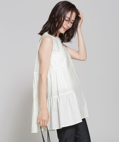 NANO universe（ナノユニバース）の「タイプライターティアードブラウス ノースリーブ（シャツ/ブラウス・レディース・ブラック/オフホワイト/イエロー・38/36）」の14枚目の写真