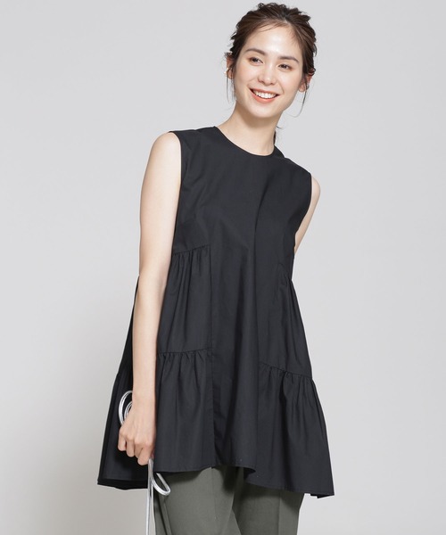 NANO universe（ナノユニバース）の「タイプライターティアードブラウス ノースリーブ（シャツ/ブラウス・レディース・ブラック/オフホワイト/イエロー・38/36）」の16枚目の写真