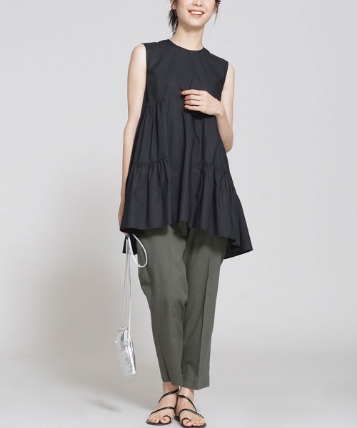 NANO universe（ナノユニバース）の「タイプライターティアードブラウス ノースリーブ（シャツ/ブラウス・レディース・ブラック/オフホワイト/イエロー・38/36）」の12枚目の写真