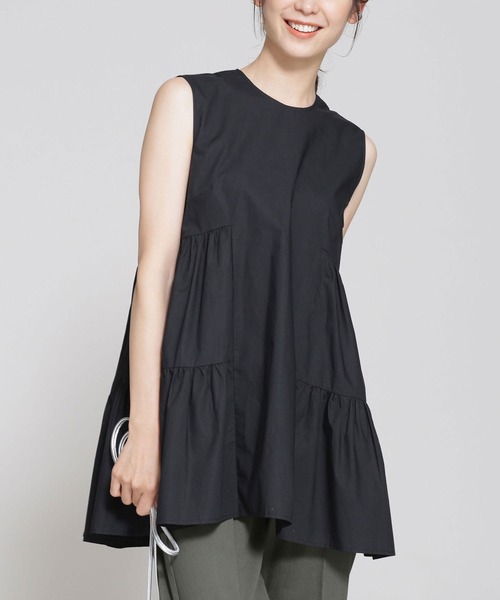 NANO universe（ナノユニバース）の「タイプライターティアードブラウス ノースリーブ（シャツ/ブラウス・レディース・ブラック/オフホワイト/イエロー・38/36）」の10枚目の写真