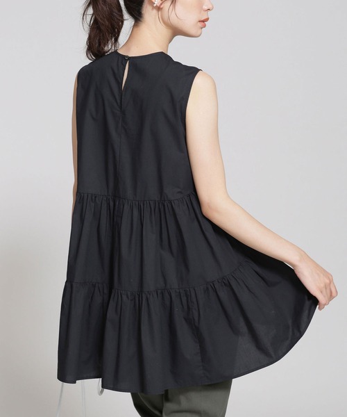 NANO universe（ナノユニバース）の「タイプライターティアードブラウス ノースリーブ（シャツ/ブラウス・レディース・ブラック/オフホワイト/イエロー・38/36）」の11枚目の写真