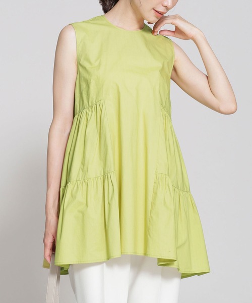 NANO universe（ナノユニバース）の「タイプライターティアードブラウス ノースリーブ（シャツ/ブラウス・レディース・ブラック/オフホワイト/イエロー・38/36）」の7枚目の写真