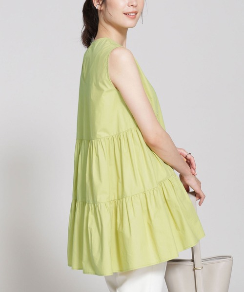 NANO universe（ナノユニバース）の「タイプライターティアードブラウス ノースリーブ（シャツ/ブラウス・レディース・ブラック/オフホワイト/イエロー・38/36）」の8枚目の写真