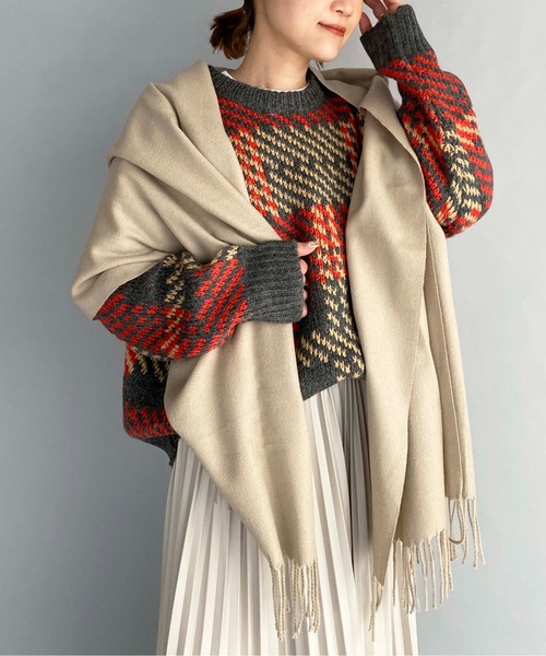 PICCIN（ピッチン）の「大判無地ストール（ストール/ショール・レディース・ライトベージュ/ライトグレー/アイボリー/ブルー・FREE）」の15枚目の写真