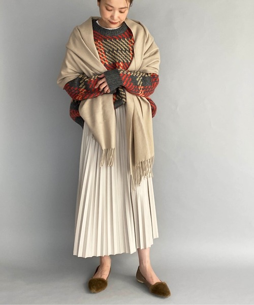 PICCIN（ピッチン）の「大判無地ストール（ストール/ショール・レディース・ライトベージュ/ライトグレー/アイボリー/ブルー・FREE）」の18枚目の写真