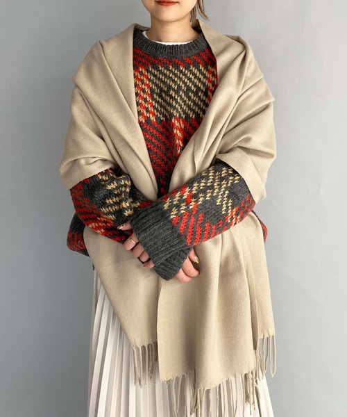 PICCIN（ピッチン）の「大判無地ストール（ストール/ショール・レディース・ライトベージュ/ライトグレー/アイボリー/ブルー・FREE）」の16枚目の写真