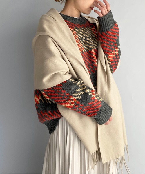 PICCIN（ピッチン）の「大判無地ストール（ストール/ショール・レディース・ライトベージュ/ライトグレー/アイボリー/ブルー・FREE）」の17枚目の写真