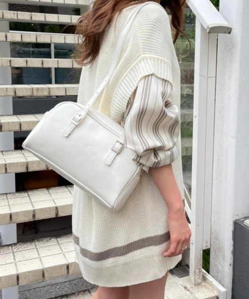 WEGO(ウィゴー)の「WEGO/ハンドルボストントートバッグ(トートバッグ・レディース・ホワイト/ブラック・FREE)」の1枚目の写真