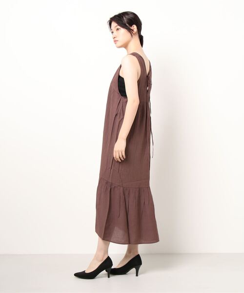 ehka sopo（エヘカソポ）の「ノースリワッシャーワンピース（ワンピース・レディース・ブラウン/キナリ/グリーン・ﾌﾘ-）」の5枚目の写真