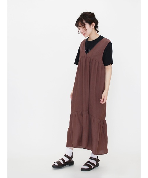 ehka sopo（エヘカソポ）の「ノースリワッシャーワンピース（ワンピース・レディース・ブラウン/キナリ/グリーン・ﾌﾘ-）」の3枚目の写真