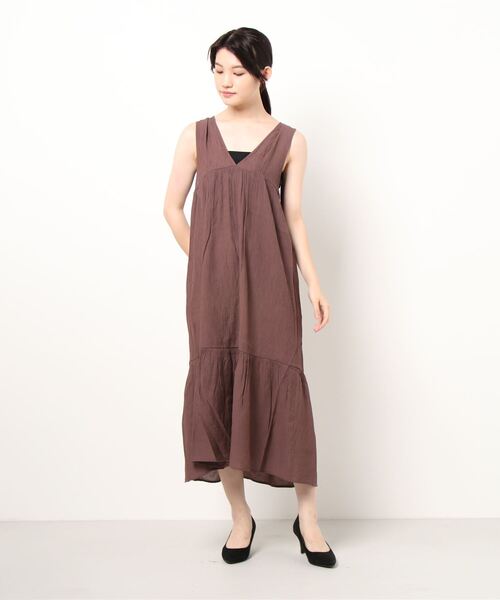 ehka sopo（エヘカソポ）の「ノースリワッシャーワンピース（ワンピース・レディース・ブラウン/キナリ/グリーン・ﾌﾘ-）」の6枚目の写真