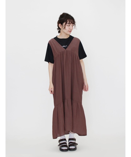 ehka sopo（エヘカソポ）の「ノースリワッシャーワンピース（ワンピース・レディース・ブラウン/キナリ/グリーン・ﾌﾘ-）」の8枚目の写真