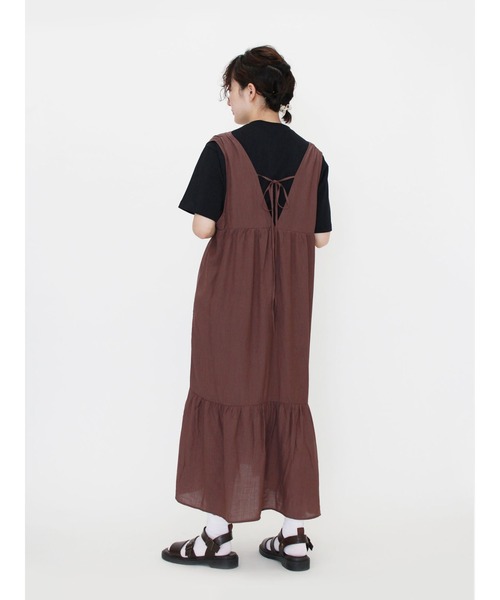 ehka sopo（エヘカソポ）の「ノースリワッシャーワンピース（ワンピース・レディース・ブラウン/キナリ/グリーン・ﾌﾘ-）」の9枚目の写真