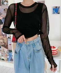 透け感シアーロングスリーブプルオーバー