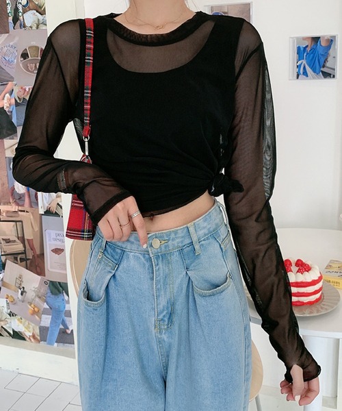 lakkanoir（ラッカノア）の「透け感シアーロングスリーブプルオーバー（その他トップス・レディース・ホワイト/ブラック/パープル/オレンジ/クリーム・S/XL/L/M）」の3枚目の写真