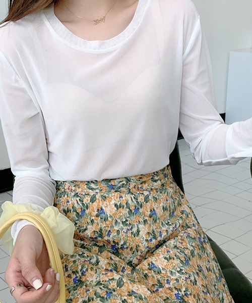 lakkanoir（ラッカノア）の「透け感シアーロングスリーブプルオーバー（その他トップス・レディース・ホワイト/ブラック/パープル/オレンジ/クリーム・S/XL/L/M）」の8枚目の写真