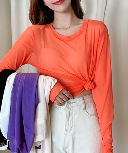 lakkanoir（ラッカノア）の「透け感シアーロングスリーブプルオーバー（その他トップス・レディース・ホワイト/ブラック/パープル/オレンジ/クリーム・S/XL/L/M）」の13枚目の写真