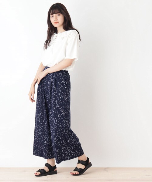 Cutie Blonde（キューティーブロンド）の「◆【S-L】フリルカラートップス（Tシャツ/カットソー・レディース・ブラック/アイボリー/ライトオレンジ系・01/02/03）」の9枚目の写真