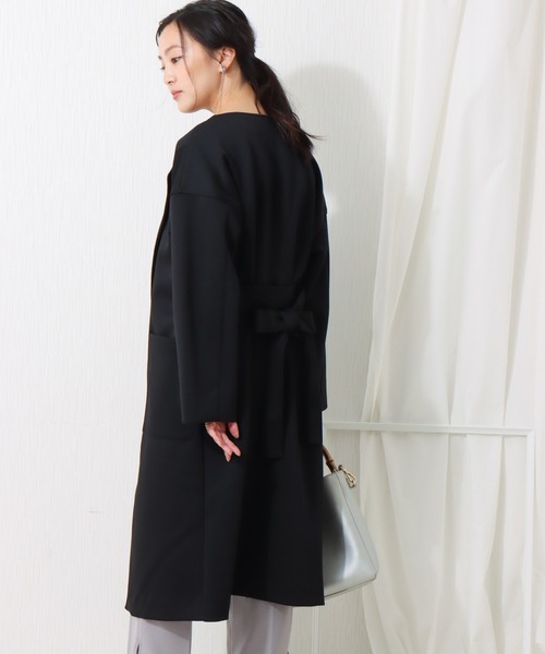 libelle more(リベル モア)の「ダンボールカルゼ トッパーコート(ノーカラーコート・レディース・ブラック/ベージュ/ネイビー/アイボリー/ライトカーキ・M/L)」の13枚目の写真