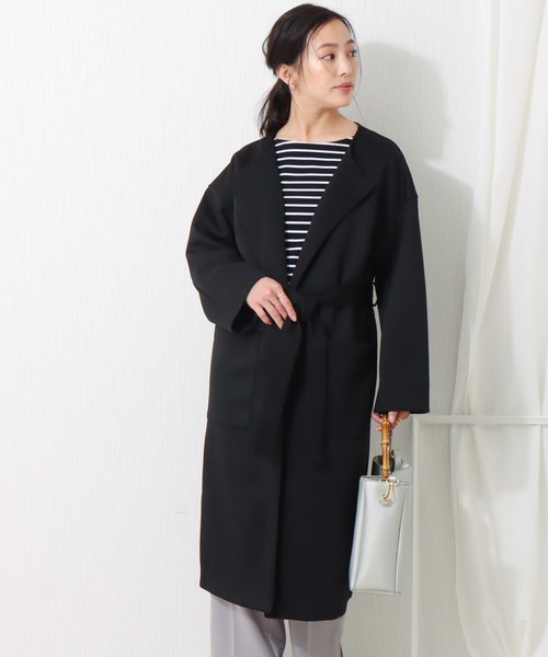 libelle more(リベル モア)の「ダンボールカルゼ トッパーコート(ノーカラーコート・レディース・ブラック/ベージュ/ネイビー/アイボリー/ライトカーキ・M/L)」の17枚目の写真