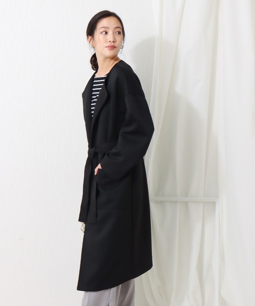 libelle more(リベル モア)の「ダンボールカルゼ トッパーコート(ノーカラーコート・レディース・ブラック/ベージュ/ネイビー/アイボリー/ライトカーキ・M/L)」の18枚目の写真