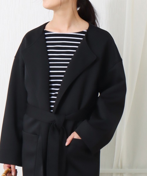 libelle more(リベル モア)の「ダンボールカルゼ トッパーコート(ノーカラーコート・レディース・ブラック/ベージュ/ネイビー/アイボリー/ライトカーキ・M/L)」の19枚目の写真