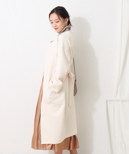 libelle more(リベル モア)の「ダンボールカルゼ トッパーコート(ノーカラーコート・レディース・ブラック/ベージュ/ネイビー/アイボリー/ライトカーキ・M/L)」の8枚目の写真