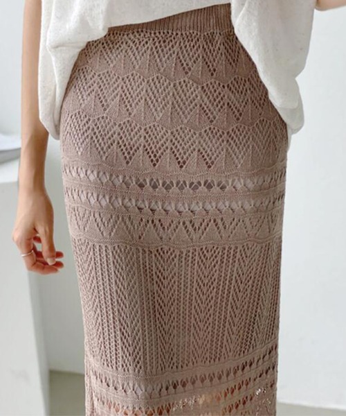 Bifrost（ビフレスト）の「クロシェロングスカート（スカート・レディース・ブラック/モカ/ベージュ・F）」の4枚目の写真