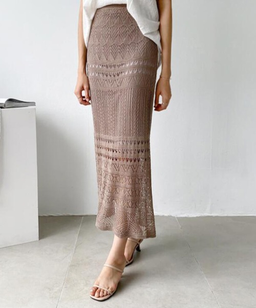 Bifrost（ビフレスト）の「クロシェロングスカート（スカート・レディース・ブラック/モカ/ベージュ・F）」の5枚目の写真