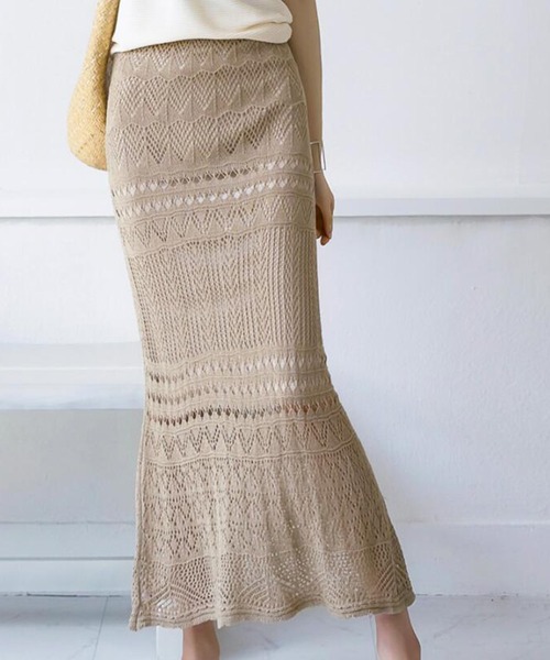 Bifrost（ビフレスト）の「クロシェロングスカート（スカート・レディース・ブラック/モカ/ベージュ・F）」の8枚目の写真