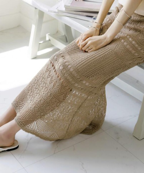 Bifrost（ビフレスト）の「クロシェロングスカート（スカート・レディース・ブラック/モカ/ベージュ・F）」の7枚目の写真