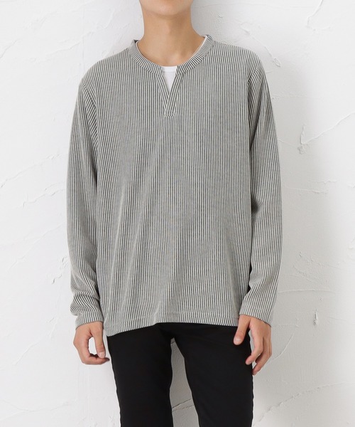 Mossimo(モッシモ)の「mossimo モッシモ ストライプ レイヤード長袖Tシャツ(Tシャツ/カットソー・メンズ・レッド/グレー/ブラック/ネイビー・L/XL/M)」の3枚目の写真